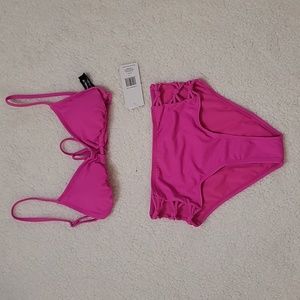 Hurley Solid Ribbed Two Piece Swimsuit